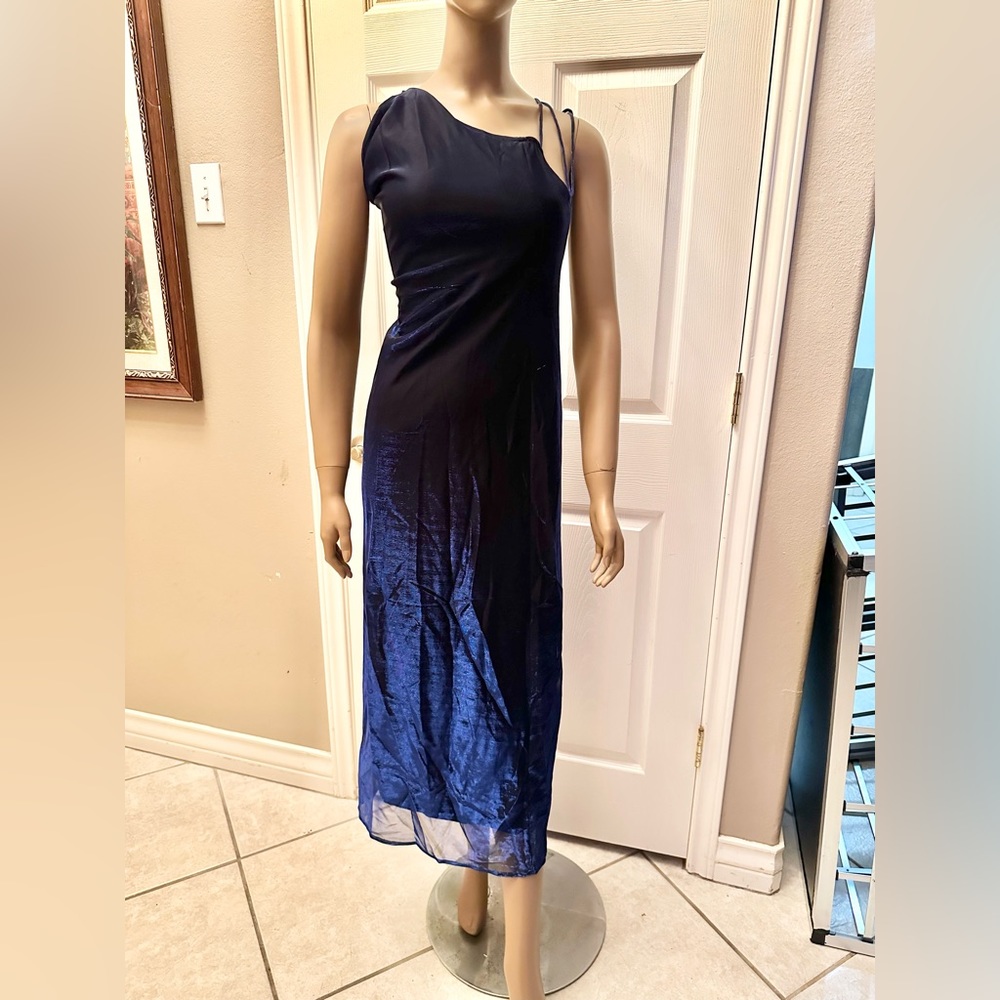 Agaci deep blue iridescent lined dress size small